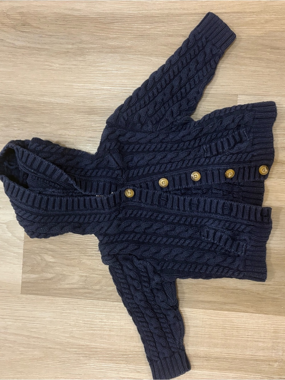 Kids Cable Knit Hooded Cardigan